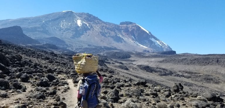 Porter Climbing to Kilimanjaro