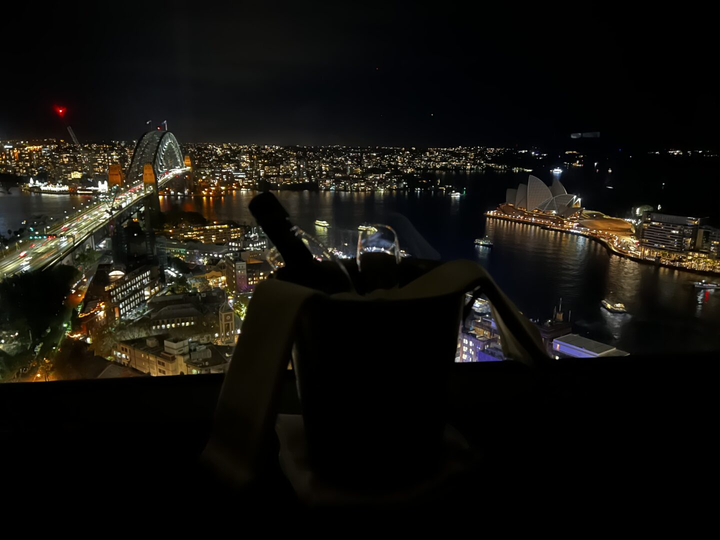 Champagne Bucket with the view of Sydney Harbour behind at the Shangri-La