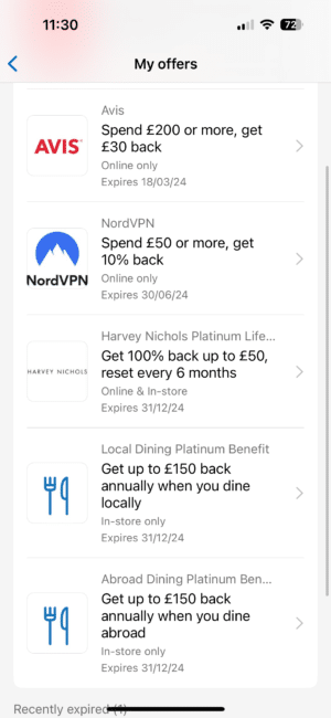 AMEX Offers on the App